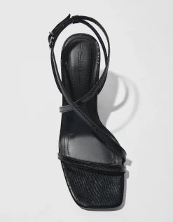 BERSHKA Sandalia tacón fino tiras Negro Online