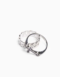 BERSHKA Set 4 anillos Plata Online