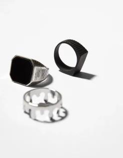BERSHKA Set 3 anillos Plata Store