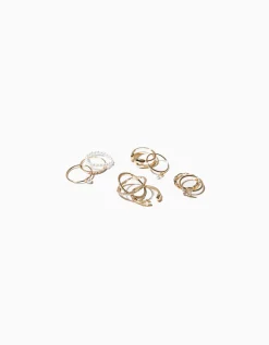 BERSHKA Set 9 anillos cruz mariposa Oro Shop