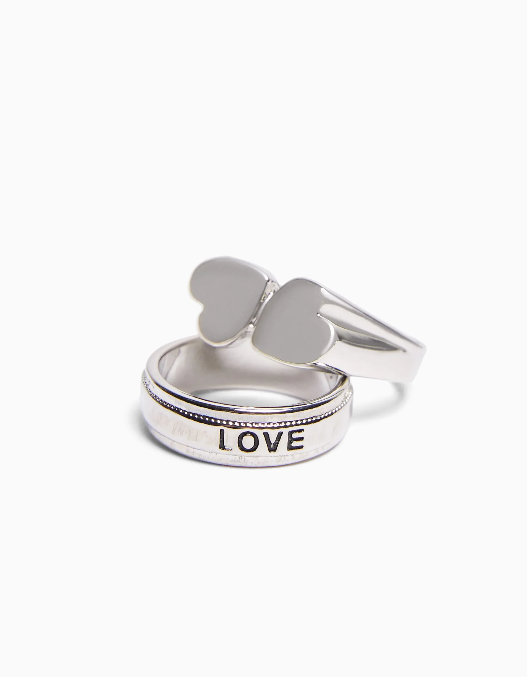 BERSHKA Set 3 anillos love Plata Shop
