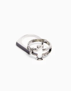BERSHKA Set 3 anillos nudo Plata Fashion