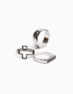 BERSHKA Set 3 anillos nudo Plata Fashion