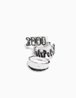 BERSHKA Set 3 anillos texto Plata Flash Sale