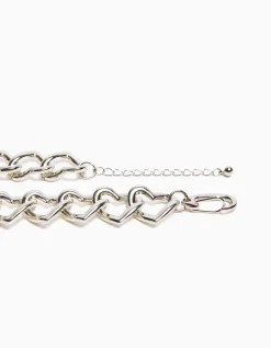 BERSHKA Set 3 anillos y collar Plata Hot