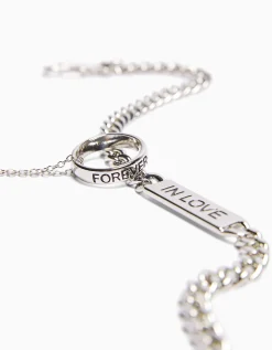 BERSHKA Set 2 collares anillo Plata Best Sale