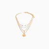 BERSHKA Set 4 collares beads charm Oro Discount