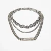 BERSHKA Set 4 collares cadena Plata Hot