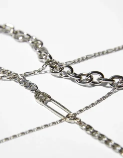 BERSHKA Set 4 collares cadena Plata Hot