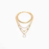 BERSHKA Set 4 collares cadena choker Oro Outlet