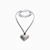 BERSHKA Set 2 collares choker corazón Plata New