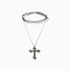 BERSHKA Set 2 collares choker lace cadena cruz Plata Outlet