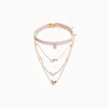 BERSHKA Set 4 collares choker mariposa corazón Oro Hot