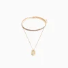 BERSHKA Set 2 collares choker y cadena charm Oro Online