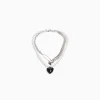 BERSHKA Set 2 collares corazón perlas Plata Fashion