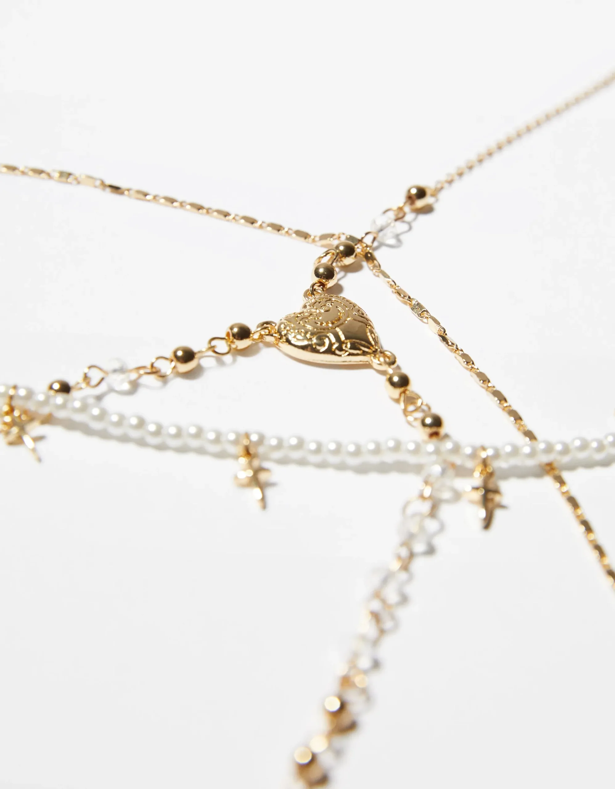 BERSHKA Set 3 collares cruz cadena Oro Flash Sale
