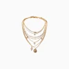 BERSHKA Set 7 collares cruz mariposa Oro Online