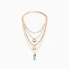BERSHKA Set 4 collares pedrería Oro Fashion