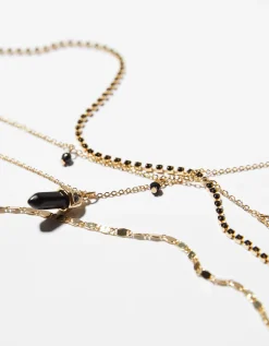 BERSHKA Set 4 collares pedrería Oro Flash Sale