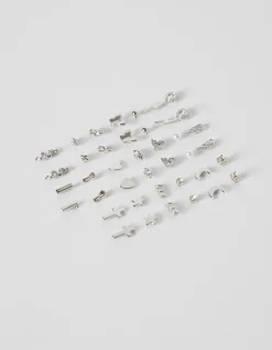 BERSHKA Set 20 pares de pendientes cruz mariposa Plata Fashion