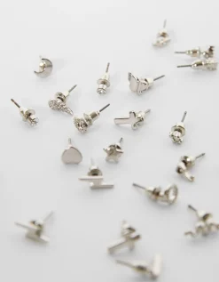 BERSHKA Set 20 pares de pendientes cruz mariposa Plata Fashion