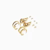 BERSHKA Set 6 pendientes aros trenzados charm corazón Oro Best