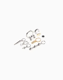 BERSHKA Set 10 pendientes cruz Plata Shop