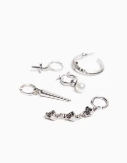 BERSHKA Set 10 pendientes cruz Plata Shop