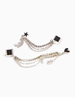 BERSHKA Set 2 pendientes ear cuff Plata Shop