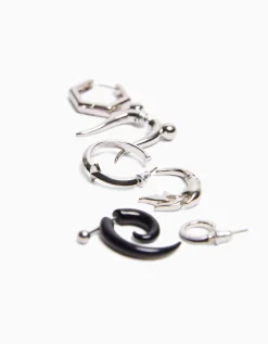 BERSHKA Set 6 pendientes ear cuff Plata Fashion
