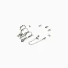 BERSHKA Set 9 pendientes ear cuff edgy Plata Flash Sale