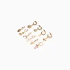 BERSHKA Set 10 pendientes ear cuff cruz Oro Clearance