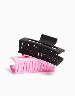BERSHKA Set 2 pinzas básicas Rosa Outlet