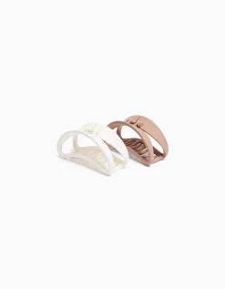BERSHKA Set 2 pinzas ovaladas mate Blanco Discount