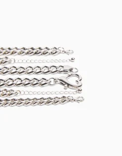 BERSHKA Set 3 pulseras cadenas Plata New