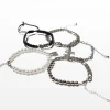 BERSHKA Set 5 pulseras cruz Negro Cheap