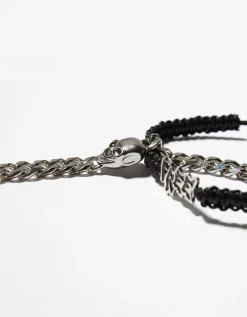 BERSHKA Set 5 pulseras cruz Negro Cheap