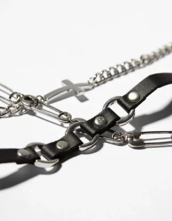 BERSHKA Set 5 pulseras imperdible Negro Cheap