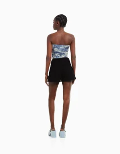 BERSHKA Short denim mom Azul Store