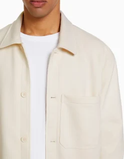 BERSHKA Sobrecamisa efecto ante Azul Flash Sale