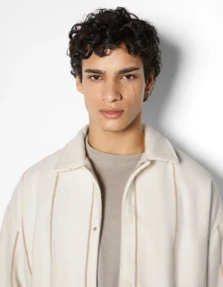 BERSHKA Sobrecamisa rayas Crudo Fashion