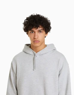 BERSHKA Sudadera capucha Gris Discount