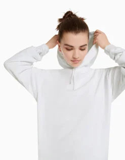 BERSHKA Sudadera capucha Blanco New