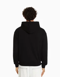 BERSHKA Sudadera capucha Negro Sale