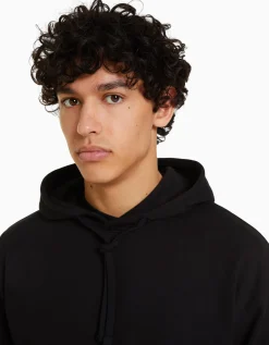BERSHKA Sudadera capucha Negro Sale