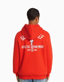 BERSHKA Sudadera capucha bordado Snoopy Rojo Discount
