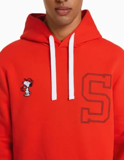 BERSHKA Sudadera capucha bordado Snoopy Rojo Discount