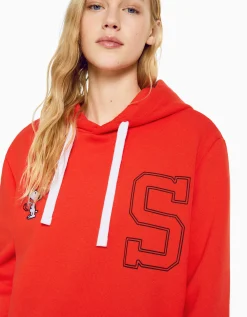 BERSHKA Sudadera capucha bordado Snoopy Rojo Store