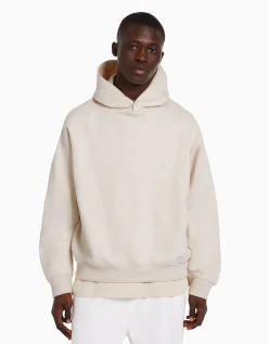 BERSHKA Sudadera capucha boxy fit Gris Cheap