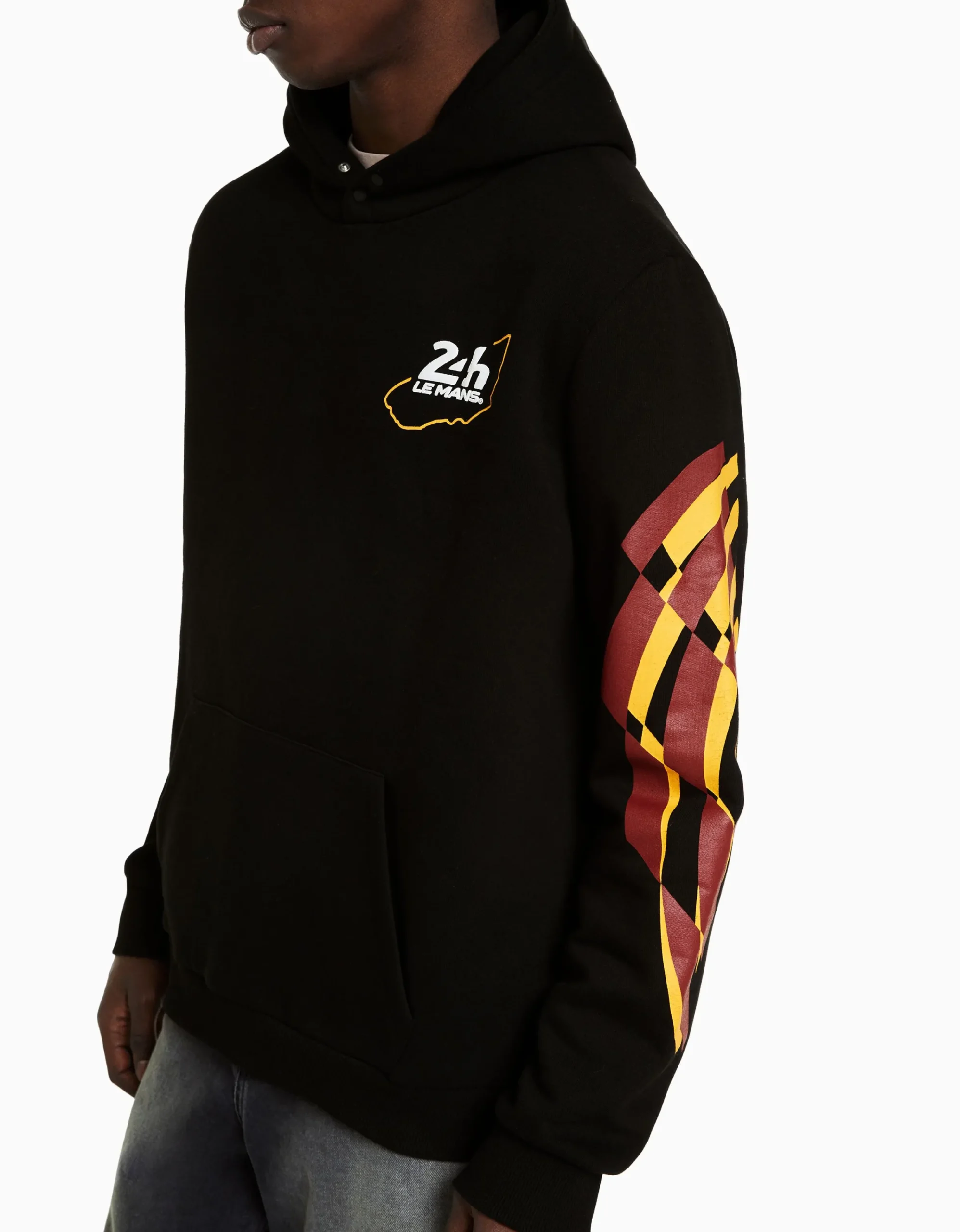 BERSHKA Sudadera capucha 24h LE MANS Negro Discount